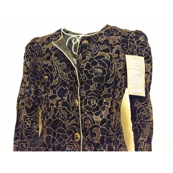 Vintage 80s R&K Evenings Cropped Open Bolero Jacket Metallic Embroidered Size 10 - Picture 3 of 12